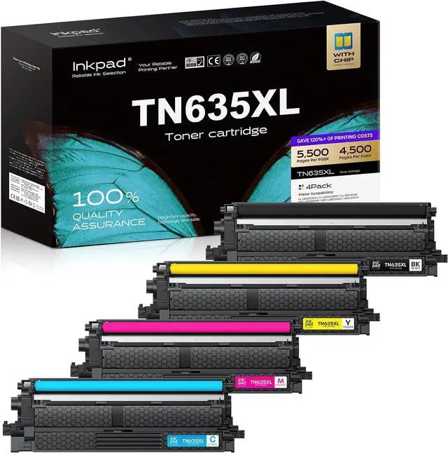 Main image of iNKPAD TN635XL Toner Cartridge 4 Pack Replacement for Brother High Yield