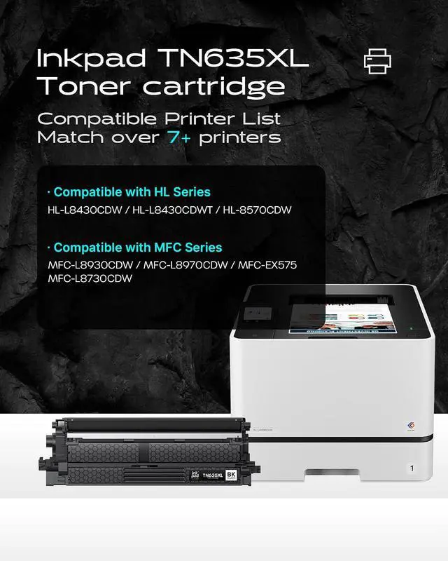 Alt view image 2 of 7 - iNKPAD TN635XL Toner Cartridge 4 Pack Replacement for Brother High Yield