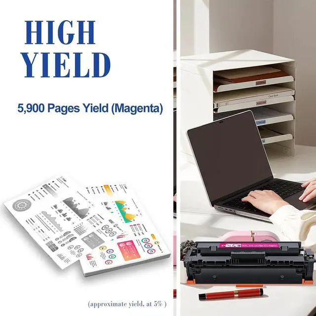 Alt view image 2 of 5 - Magenta 055H Toner Cartridges High-Yield Compatible CRG-055H CRG055 Toner Replacement for Canon 055H Color imageCLASS MF743Cdw MF741Cdw MF746Cdw Printer -Magenta