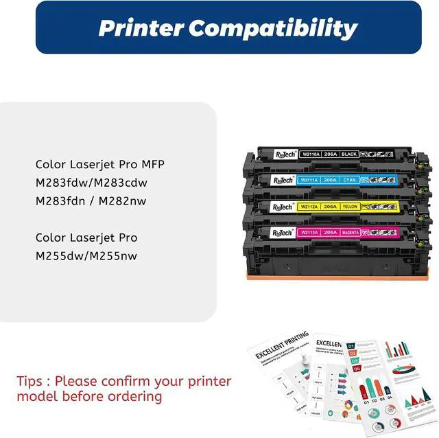 Alt view image 3 of 7 - 206A Toner Cartridge for HP 206X 206 W2110A for M283fdw M283cdw M255dw