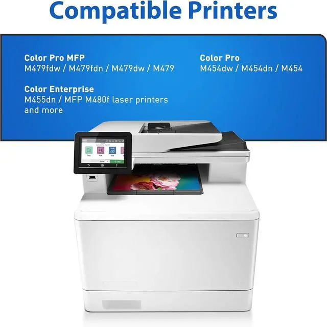 Alt view image 2 of 7 - 414X Toner Cartridges 4 Pack, Compatible with HP 414A W2020A 414X W2020X, for Color LaserJet Pro M479fdn M479fdw M454dw M454dn M454 M479 Printer,with Chip, High Yield (1BK/1C/1Y/1M)