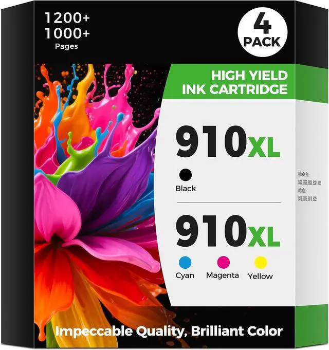 Main image of 4 Pack 910 910XL Ink Cartridge Combo Pack Color Compatible for HP Printer