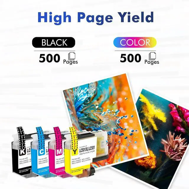 Alt view image 3 of 7 - LC501XL LC501 Ink Cartridges for Brother Printer MFC-J1260W MFC-J1360DW
