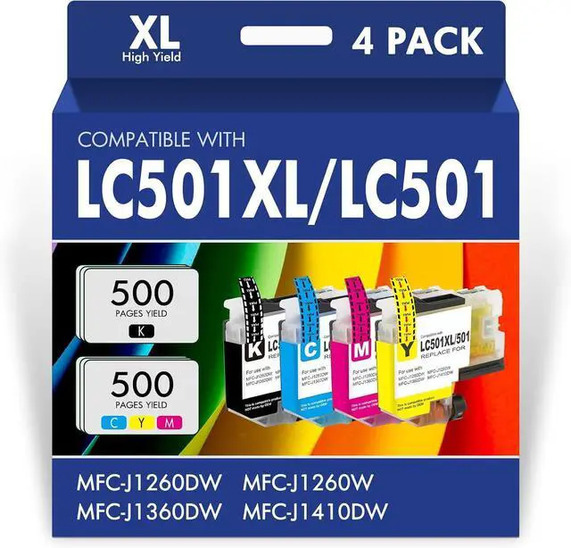 Main image of LC501XL LC501 Ink Cartridges for Brother Printer MFC-J1260W MFC-J1360DW