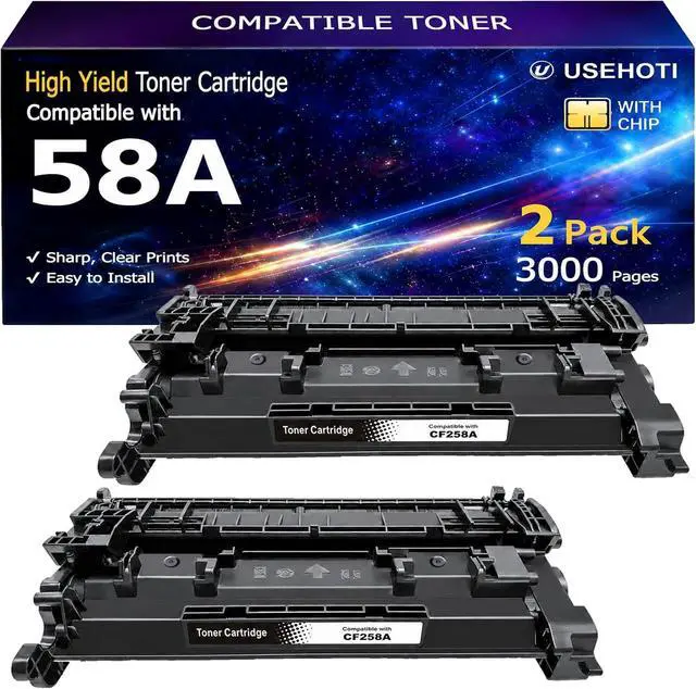 Main image of 58A CF258A Toner Cartridge Black with Chip Compatible Replacement for HP 58A 58X CF258X, Works with HP M404n M404dn M404dw M428fdw M428fdn M428dw M406dn M430f Printer, 2-Pack