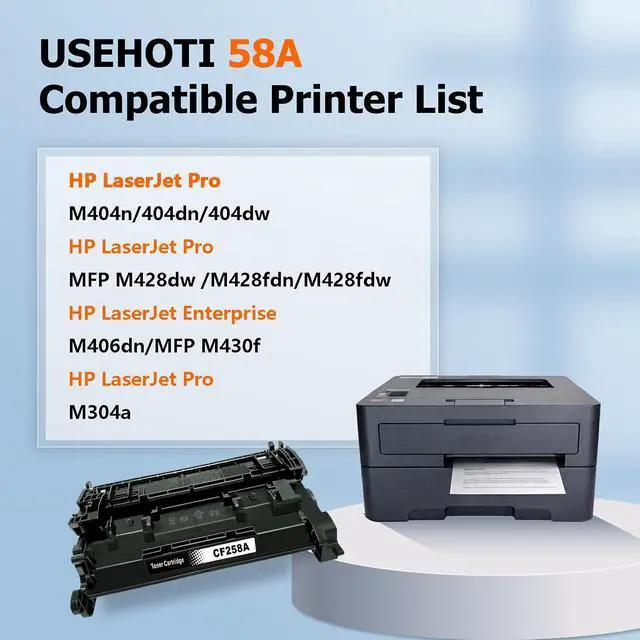 Alt view image 2 of 7 - 58A CF258A Toner Cartridge Black with Chip Compatible Replacement for HP 58A 58X CF258X, Works with HP M404n M404dn M404dw M428fdw M428fdn M428dw M406dn M430f Printer, 2-Pack
