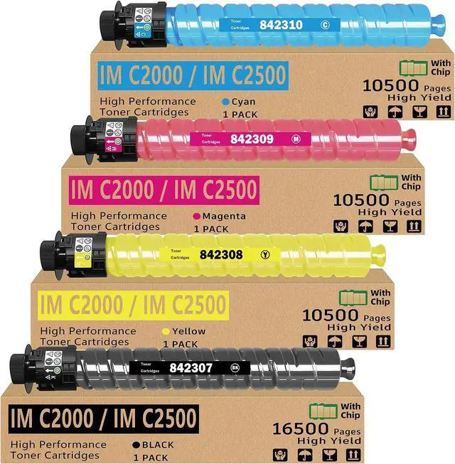 Main image of IM C2500 IMC2000 Toner Cartridges 4 Pack 16,500 Pages High Yield Compatible with IM C2000 IM C2500 Replacement for Ricoh 842307 842308 842309 842310 Printer ( B/C/Y/M )