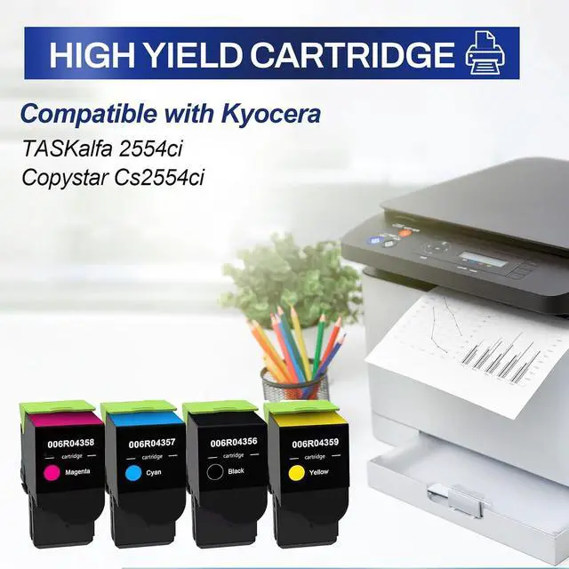 Alt view image 2 of 6 - C310 C315 Toner Cartridge 4 Pack with Chip Replacement for Xerox 006R04356 006R04357 006R04358 006R04359 C310 Toner Compatible with Xerox C310 C310DNI C315 C315DNI Printer (B/C/M/Y)