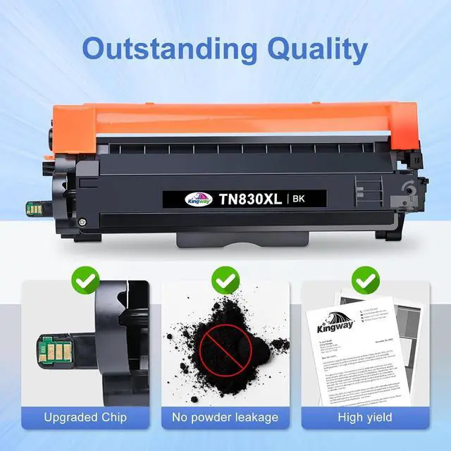 Alt view image 4 of 7 - KINGWAY Compatible TN830XL Toner Cartridges Replaced for Brother 830 2 PK