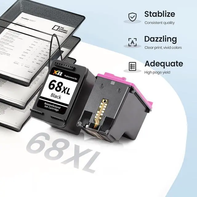 Alt view image 7 of 7 - XJI 68XL Ink Cartridges Replacement for HP 68 Ink Cartridges Black and Color Combo Pack Compatible with HP Envy 6155e 6555e 6152e 6552e 6558e Printer (1 Black, 1 Tri-Color)
