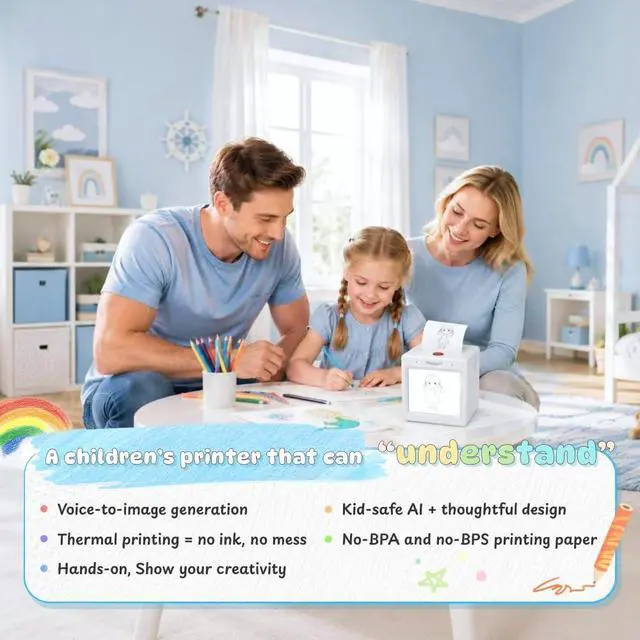 Alt view image 4 of 7 - AI Sticker Printer for Kids Mini Smart Voice Sticker Maker with Screen & Inkless Thermal Printer, Instant Print, Smart AI App, for Study, DIY & Gifting