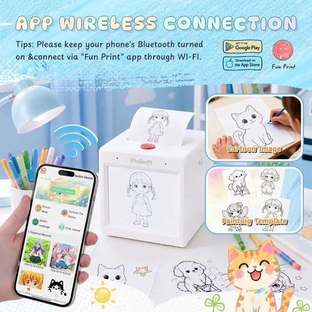 Alt view image 6 of 7 - AI Sticker Printer for Kids Mini Smart Voice Sticker Maker with Screen & Inkless Thermal Printer, Instant Print, Smart AI App, for Study, DIY & Gifting