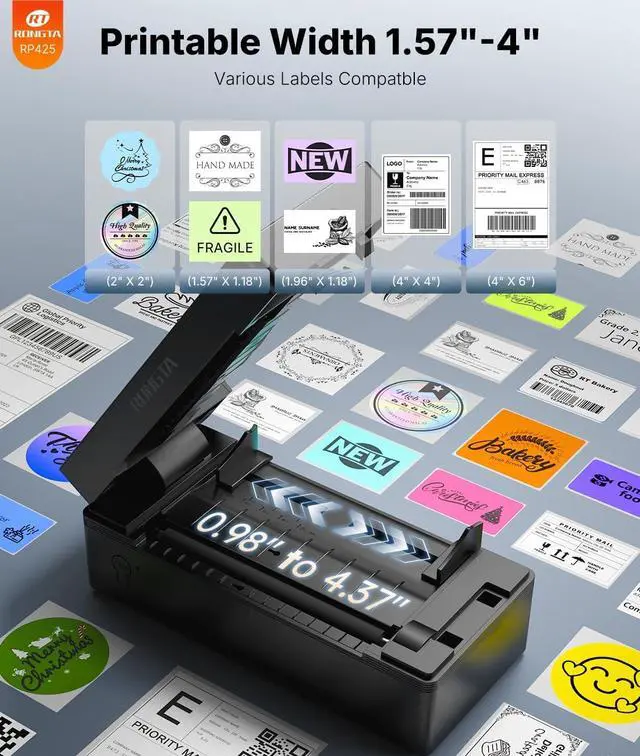 Alt view image 3 of 5 - Rongta Shipping Thermal Label Printer, Bluetooth 4x6 Sticker Label Maker Wireless Shipping Label Printer for Package Small Business Compatible with Windows macOS Android iOS (Black)