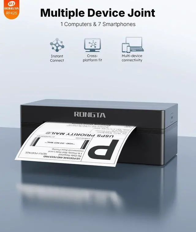 Alt view image 5 of 5 - Rongta Shipping Thermal Label Printer, Bluetooth 4x6 Sticker Label Maker Wireless Shipping Label Printer for Package Small Business Compatible with Windows macOS Android iOS (Black)