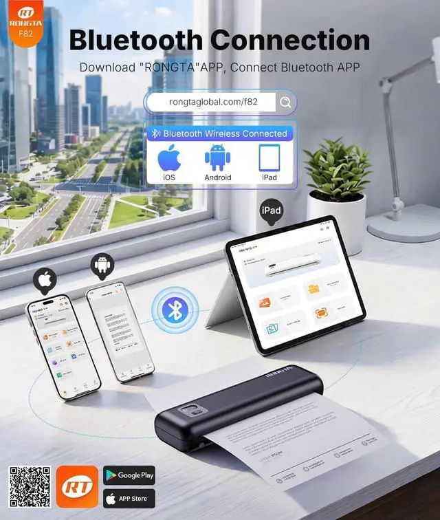 Alt view image 2 of 7 - Rongta Portable Thermal Printer, Inkless Wireless Printers Compatible with Android iOS Phone, Mac Windows Laptop for Office, Home, Travel