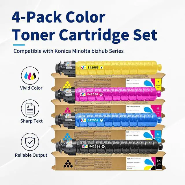 Alt view image 2 of 7 - IM C2010 IM C2510 Toner Cartridge 842554 842557 842556 842555 Replacement for Ricoh IM C2010 IM C2010A IM C2510 IM C2510H Printer (Black Cyan Magenta Yellow,4-Pack)