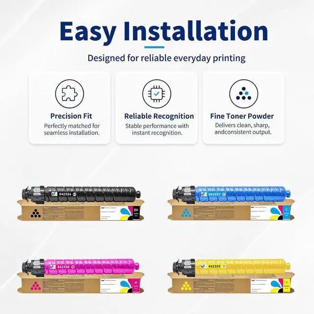 Alt view image 6 of 7 - IM C2010 IM C2510 Toner Cartridge 842554 842557 842556 842555 Replacement for Ricoh IM C2010 IM C2010A IM C2510 IM C2510H Printer (Black Cyan Magenta Yellow,4-Pack)