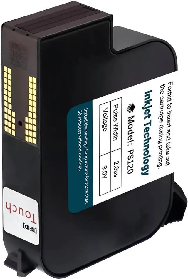 Main image of Phezer 1 inch Automatic Inkjet Coding Machine 72ml Solvent Ink Cartridge Replacement PS120 with Chips, Variable Data/Date/Logo/Barcode/Image Thermal Inkjet Printer Cartridge (for PW1-1 / PW2-1)