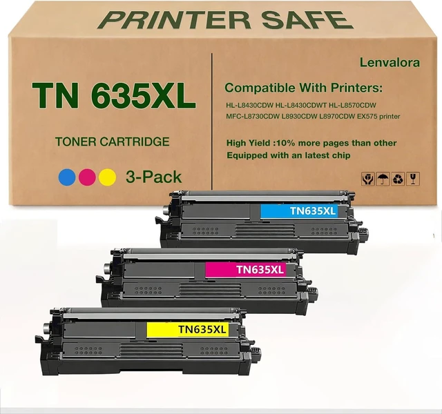 Main image of TN635XL TN-635XL Color Toner Cartridge Replacement For Brother TN-635XL TN635 Color Toner Compatible For HL-L8430CDW HL-L8430CDWT HL-L8570CDW MFC-L8730CDW MFC-L8970CDW MFC-EX575 Printers CMY