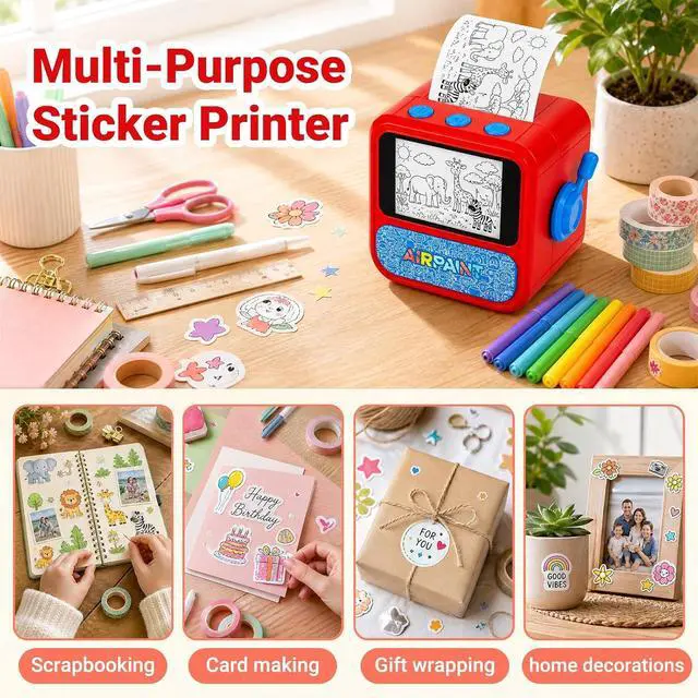 Alt view image 3 of 7 - AI Sticker Printer for Kids, Voice-to-Print Mini Thermal Printer, Inkless Portable Sticker Maker for Coloring Pages, Journals, Labels, Notes & DIY Crafts