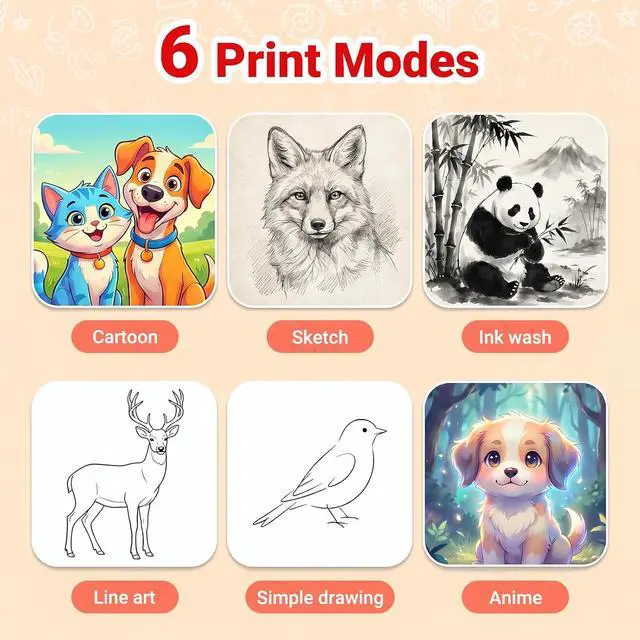Alt view image 4 of 7 - AI Sticker Printer for Kids, Voice-to-Print Mini Thermal Printer, Inkless Portable Sticker Maker for Coloring Pages, Journals, Labels, Notes & DIY Crafts