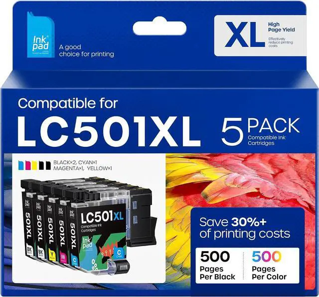 Main image of iNKPAD LC501XL Ink Cartridge Replacement for Brother MFC-J1360DW (5 Pack)