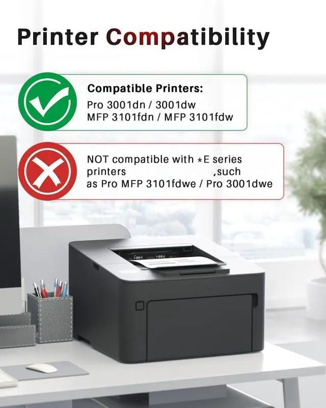 Alt view image 2 of 7 - 138X Black Toner Cartridge Compatible for HP W1380X 3001dw 3101fdw, 2 Pack