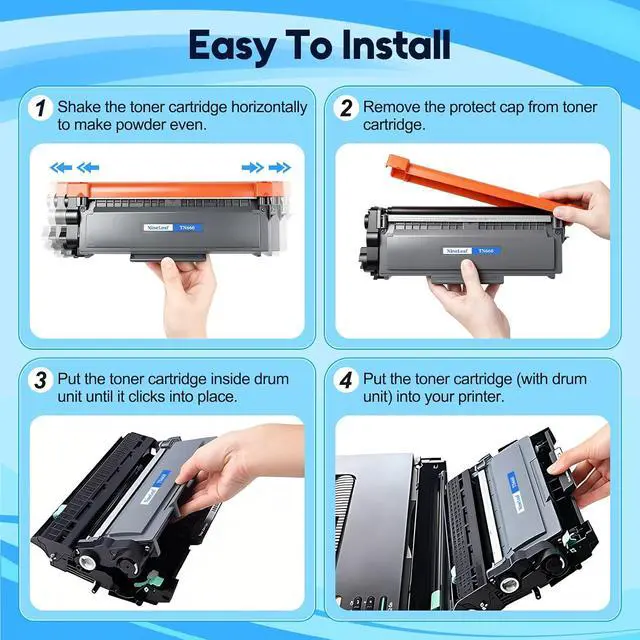 Alt view image 4 of 7 - NineLeaf TN660 Toner Cartridge Compatible for Brother TN660 TN-660 TN630 High Yield Work with HL-L2360DW L2340DW MFC-L2720DW L2700DW L2685DW DCP-L2540DW L2520DW Printer (4 Pack Black)