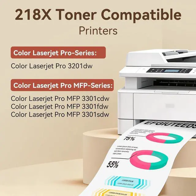 Alt view image 3 of 7 - 218X Toner Cartridges Compatible for HP Color LaserJet Pro MFP 3301fdw
