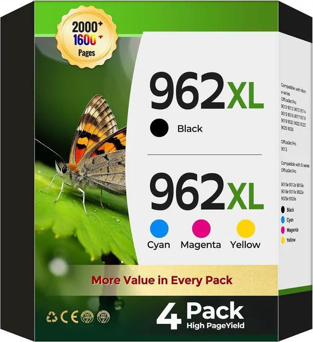 Main image of 962XL 962 Ink Cartridges(4Pack) for 9015e 9025e 9018e 9010 9025(New Chip)