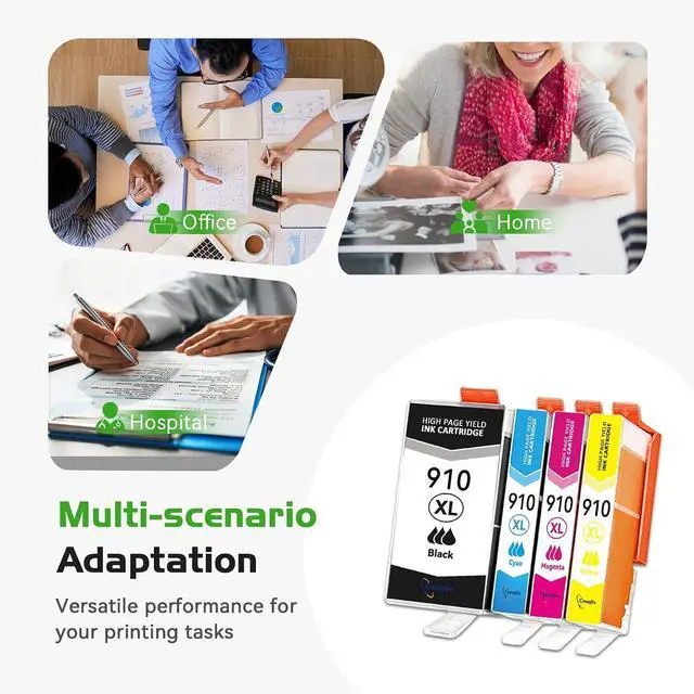 Alt view image 7 of 7 - 910XL Ink Cartridges Replacement for HP 910 910XL Ink Cartridges Combo Pack