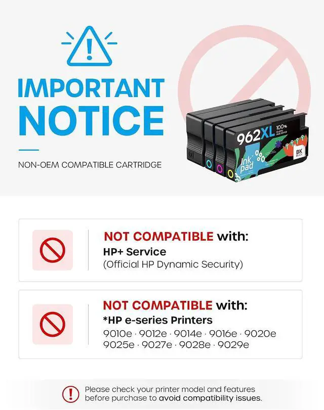Alt view image 2 of 7 - iNKPAD 962XL Ink Combo Pack 4-Pack for HP 9010/9020 (Not for e-Series/HP+)