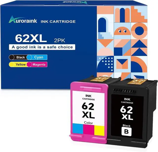 Main image of 62XL Ink Cartridges Black and Color Replacement for HP 62 62XL Ink Cartridge Combo Pack for Envy 7640 7645 5660 5665 5642 5540 OfficeJet 8045 8040 5746 5745 250 200 Printer
