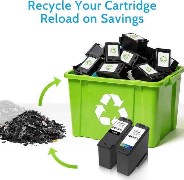 Alt view image 7 of 7 - High Yield 295XXL 286XXL Ink Cartridge Compatible for Canon PG-295 CL-286 PG-295XL CL-286XL Large Capacity Compatible for Canon Pixma TS6520 fit for Pixma TS4320 TS6520 TR7120 Inkjet Printer (2 Pack)