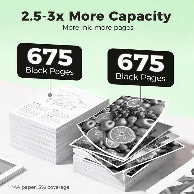 Alt view image 3 of 7 - 63XL 63 Black Ink Cartridge Replacement for HP Ink HP63 XL HP63XL for Envy 4520 4512 4510 Officejet 3830 5255 4655 4650 5258 5200 4652 5252 Deskjet 3630 3632 2132 1112 3631 3633 3634 Printer, 2-Pack