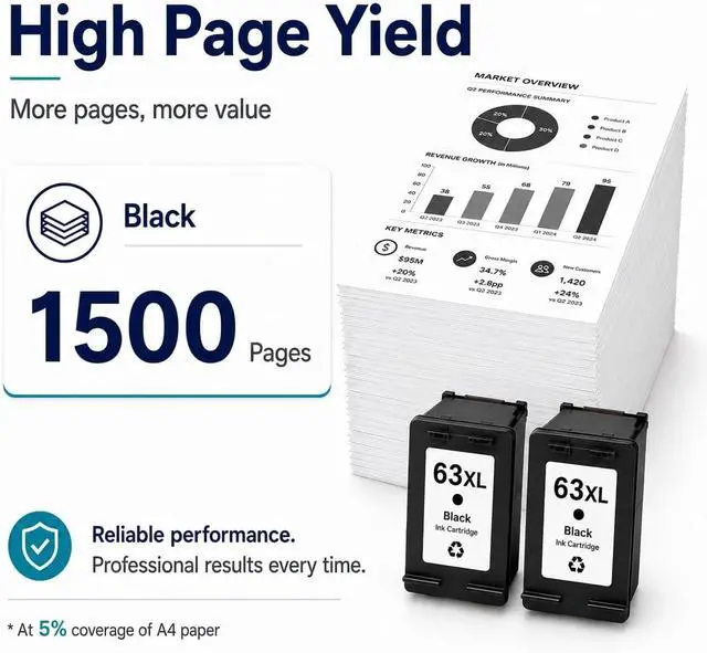 Alt view image 2 of 7 - 63XL Black Ink Cartridge Combo Pack, 2 Pack