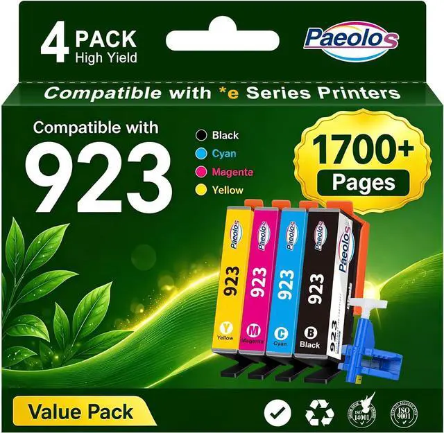 Main image of 923 Ink Cartridges for HP Printers 4 Pack Replacement for HP 923XL Ink Cartridges Combo Pack Work for HP OfficeJet Pro 8130e 8125e 8120e 8138e 8135e 8139e Printers, No Chip, Black Cyan Magenta Yellow