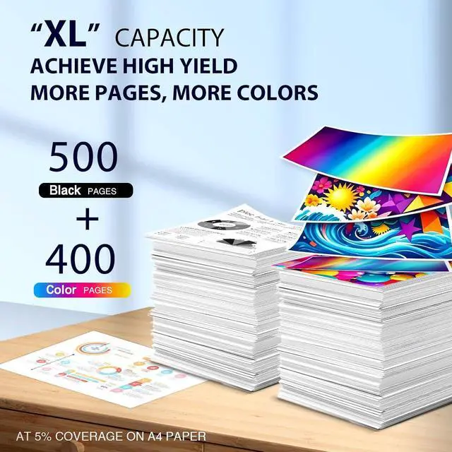 Alt view image 5 of 7 - 923 Ink Cartridges for HP Printers 4 Pack Replacement for HP 923XL Ink Cartridges Combo Pack Work for HP OfficeJet Pro 8130e 8125e 8120e 8138e 8135e 8139e Printers, No Chip, Black Cyan Magenta Yellow
