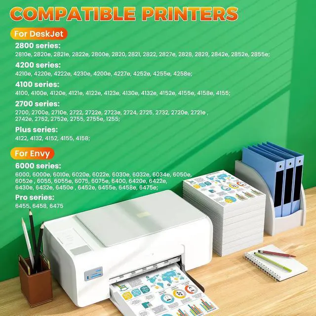 Alt view image 2 of 7 - 67XL Ink Cartridges Black/Color Combo Pack 2-Pack Compatible for HP 67XL 67