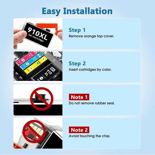 Alt view image 7 of 7 - 910XL 910 8015e 8025e Ink Cartridges Combo Pack Replacement For HP 910 XL Ink Compatible for office jet pro 8025e 8035e 8028e 8025 8020 8035 8010 8030 Office Jet 8015e Series Printer (4-Pack, BCMY)