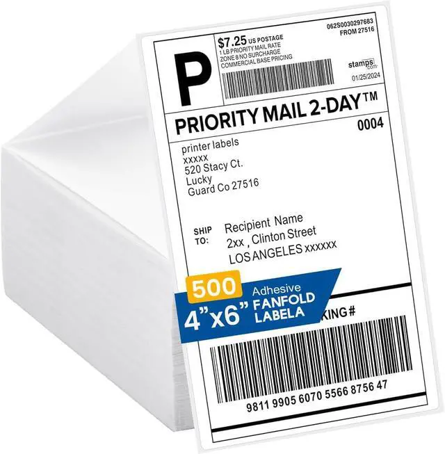 Alt view image 6 of 7 - Bluetooth Thermal Shipping Label Printer (Black) + Thermal Direct Shipping Labels (Pack of 500 Fan-Fold Labels)