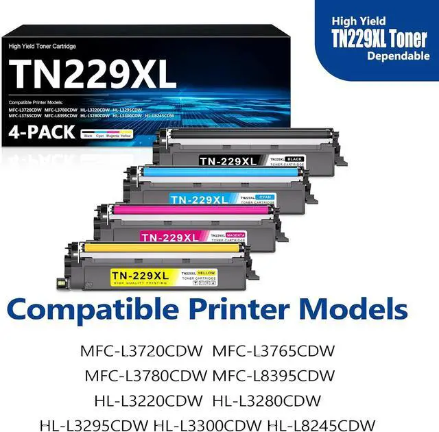 Alt view image 2 of 7 - TN229 TN229XL Toner Cartridge 4-Pack High Yield 229XL Toner HL-L3220CDW