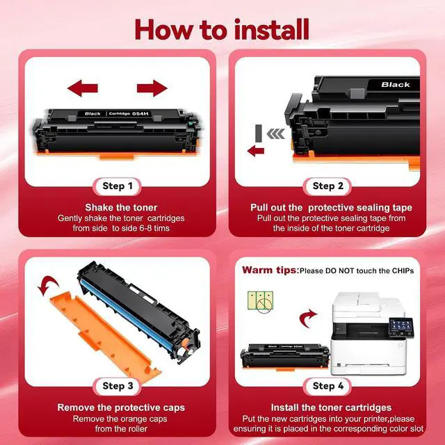 Alt view image 5 of 6 - 4Pack 054H Toner Compatible for Canon 054H Toner Cartridge Set MF644Cdw Ink