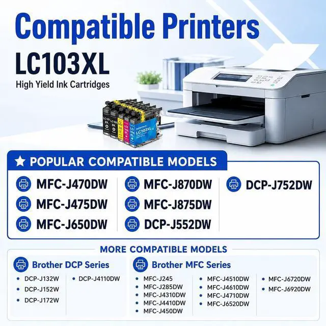 Alt view image 2 of 7 - LC103 LC103XL Ink Cartridge High Yield, 5 Pack LC-103