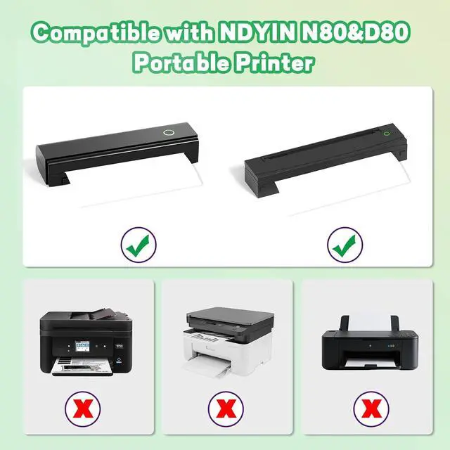 Alt view image 3 of 7 - Portable Printer & 100 Sheets 8.5"x11" Fanfold Thermal Paper US Letter Size for Home, car, Office, School, etc