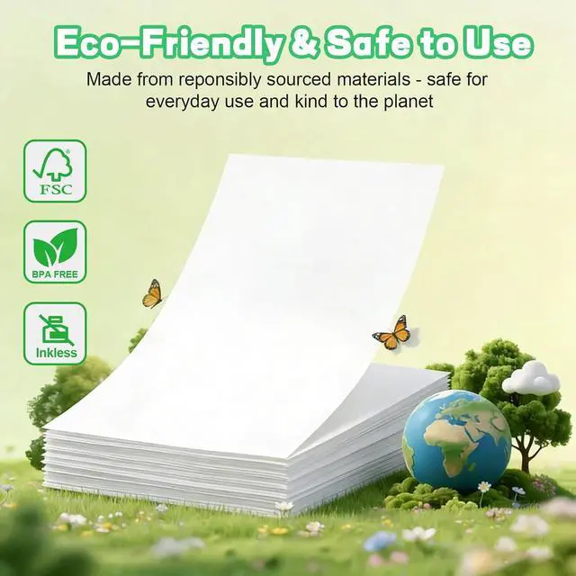 Alt view image 4 of 7 - Portable Printer & 100 Sheets 8.5"x11" Fanfold Thermal Paper US Letter Size for Home, car, Office, School, etc