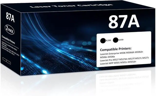 Main image of 87A Black Toner Cartridges 2 Pack Replacement for HP 87A 87X CF287A Toner