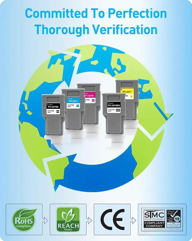 Alt view image 7 of 7 - MasaiMara PFI-207 High Capacity Ink Cartridges for Canon imagePROGRAF IPF680 IPF685 IPF780 IPF785 Printers (PFI-207MBK Matte Black, PFI-207BK Black, PFI-207C Cyan, PFI-207M Magenta, PFI-207Y Yellow)
