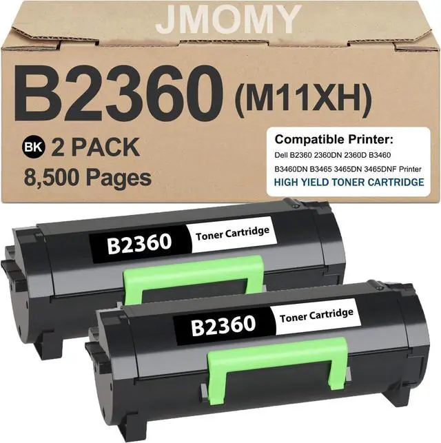 Main image of B2360 Toner Cartridge High Yield M11XH Replacement for Dell B2360dn Toner Cartridge 331-9805 Black Toner for Dell M11XH B2360 B2360d B2360dn B3460dn B3465dn B3465dnf Printer (2-Pack, Black)
