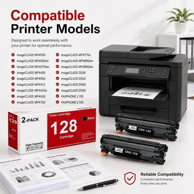 Alt view image 2 of 7 - 128 Toner Cartridgs Replacement for Canon 128 CRG128 Toner Cartridgs